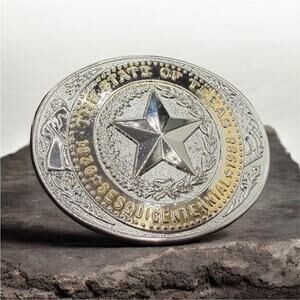 Rhodes Collectors Society Texas Sesquicentennial Belt Buckle 1836-1986 Houston …